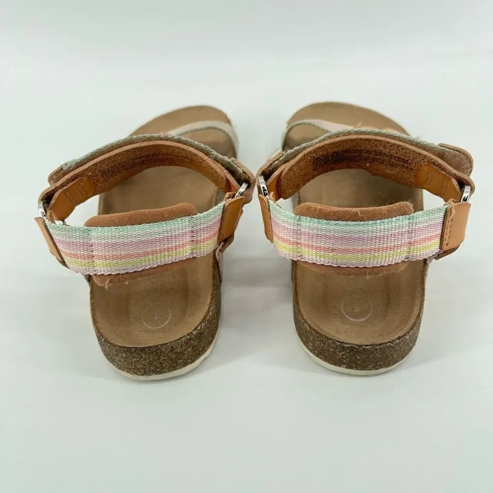 Cat & Jack Val Girl’s Tan Hook and Loop Open Toe Footbed Sandals Size 1